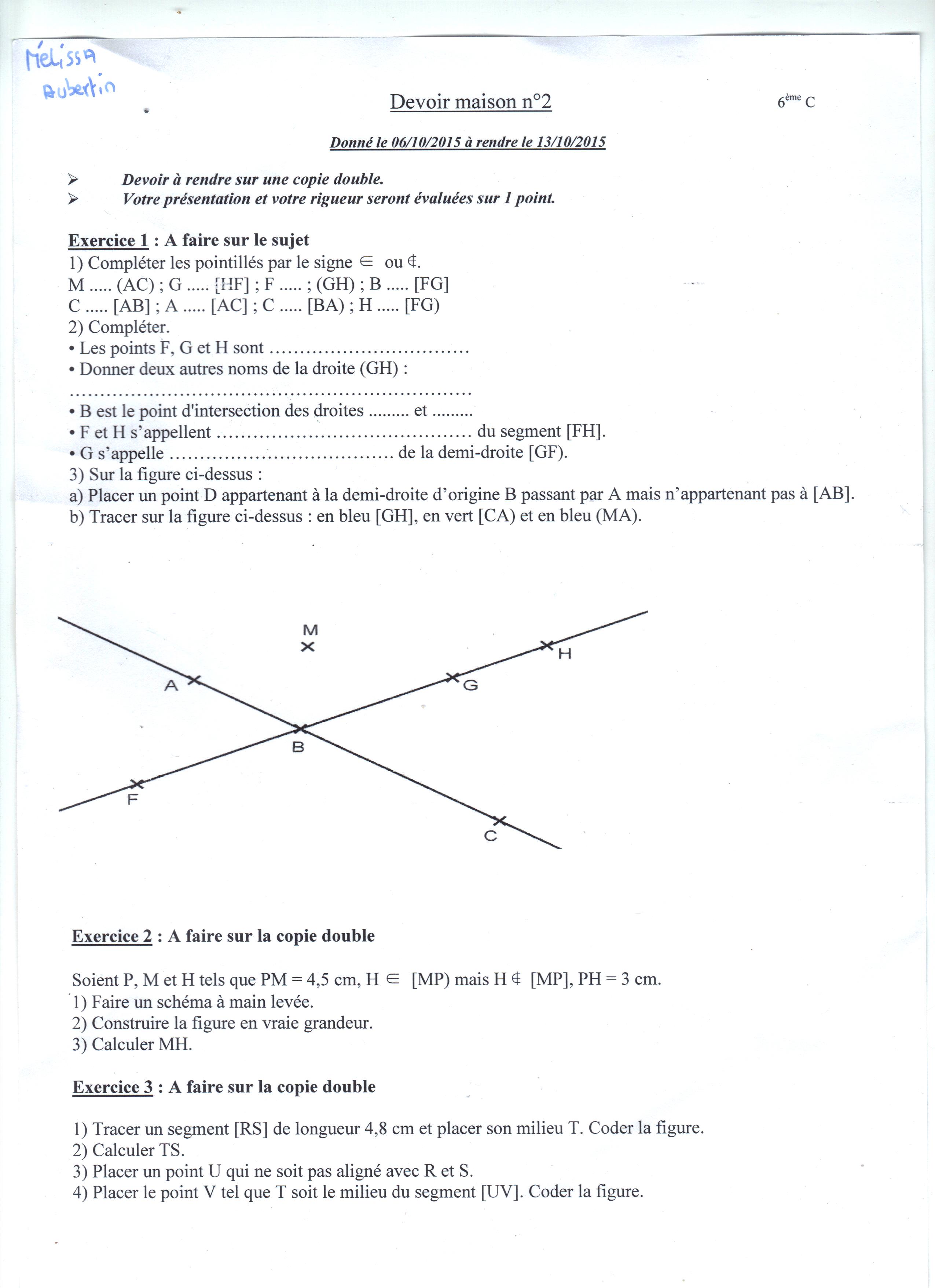 Devoir Maison Dm De Maths 6eme Dm mathematiques geometrie | digiSchool devoirs