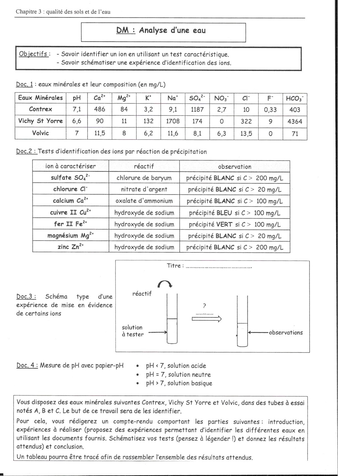 Dm Sciences Physiques Eaux Digischool Devoirs